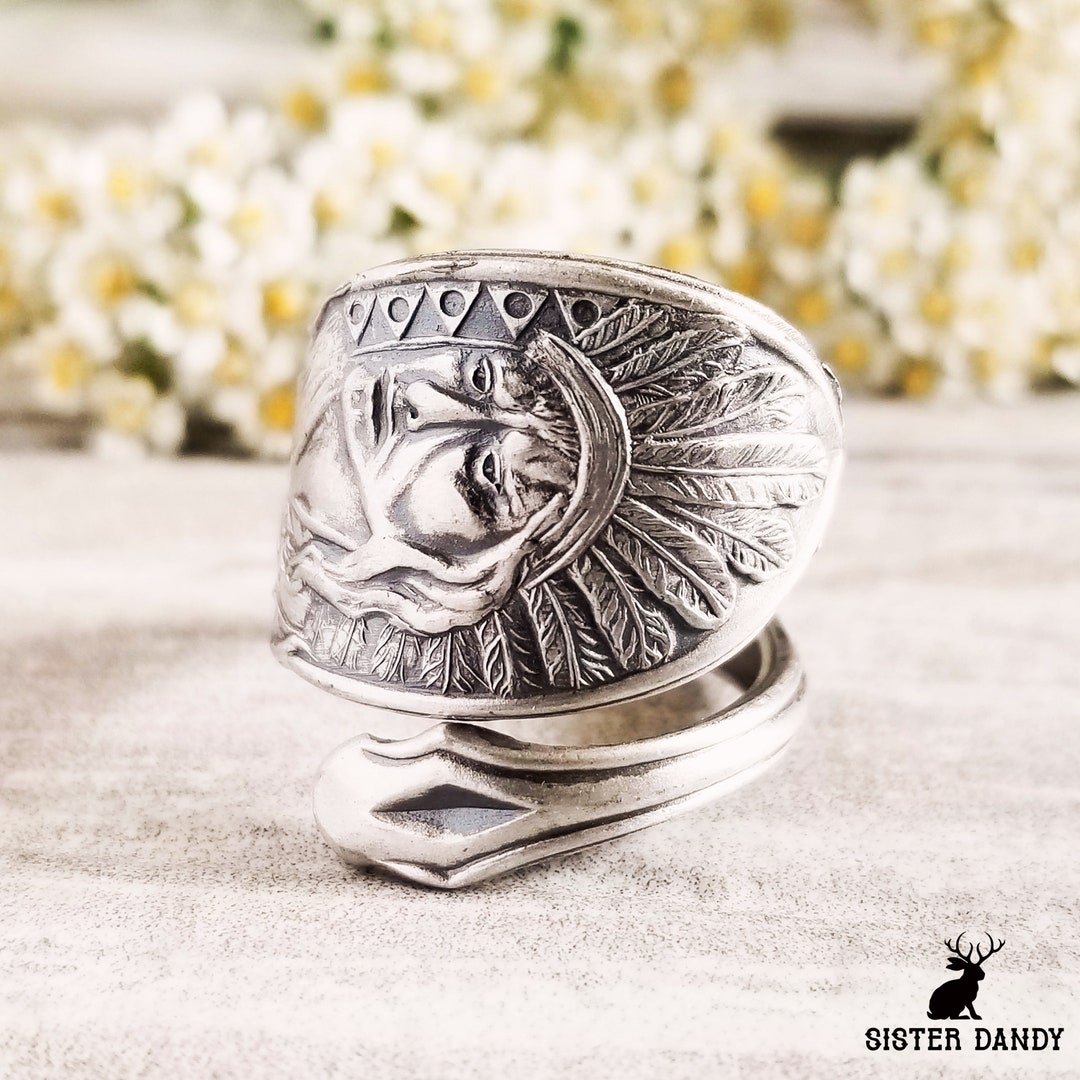 Native American Ring, Chief Ring, Sterling Headress Ring, Handmade Spoon Ring, Spoon Jewelry, Sterling Silver Spoon Ring, Souvenir Ring, 857 - Etsy Native American Ring, Chief Ring, Sterling Headress Ring, Handmade Spoon Ring, Spoon Jewelry, Sterling Silver Spoon Ring, Souvenir Ring, 857 - Etsy