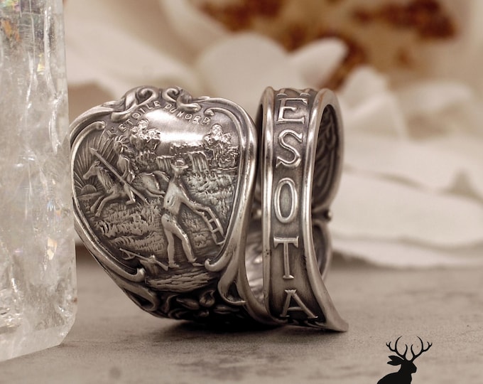 Minnesota Ring, Sterling Spoon Ring, Adjustable Spoon Ring, Vintage Spoon Ring, Silver MN Ring, Antique Sterling Silver Spoon Ring, 2451