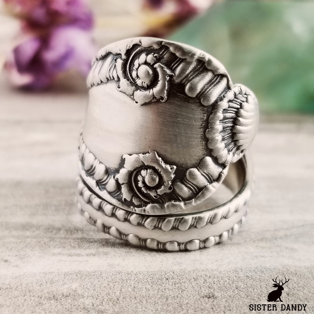 Victorian Rococo Vintage Spoon Ring, Sterling Spoon Ring, Sterling ...