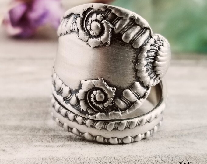 Victorian Rococo Vintage Spoon Ring, Sterling Spoon Ring, Sterling Spoon Ring, Antique Spoon Jewelry, Sterling Silver Boho Spoon Ring, 881