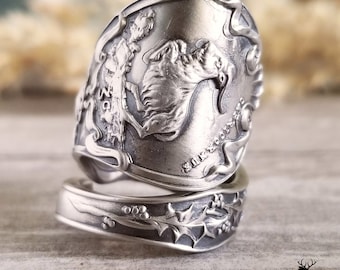 Capricorn Zodiac Silver Goat Ring, Sterling Silver Ring, Zodiac Spoon Ring, Capricornus Spoon Ring, Vintage Goat Ring, Tarot Jewelry, 1371