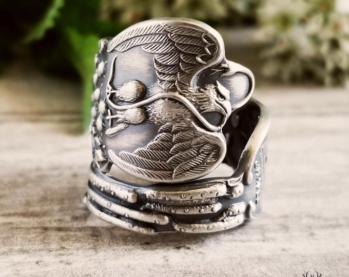 Handmade Mexico Souvenir Ring, Sterling Silver Mexican Vintage Ring, Antique Adjustable Sterling Silver Mexico Spoon Ring, Unique Gift, 2083