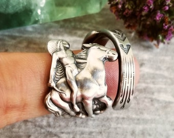 Native American Ring, Chief Ring, Sterling Headress Ring, Handmade Warrior Ring,  Sterling Silver Historic Ring, Souvenir Ring, 1497