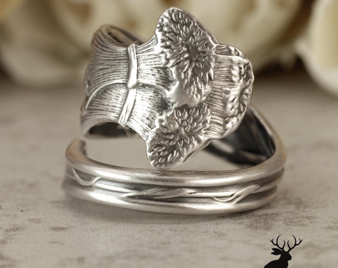 Dainty Zea Mays Wrap Ring, Sterling Silver Corn Ring, Vegetable Garden Spiral Ring, Elegant Maize Ring, Nature-Inspired Spoon Ring, 2470