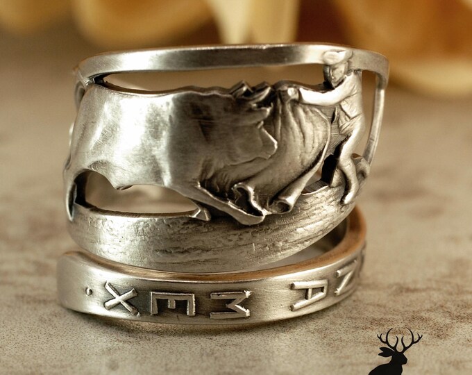 Artistic Mexico Matador Ring, Sterling Silver Bull Fighter Ring, Sterling Tijuana Ring, Silver Mexico Bull Fighter Spoon Ring, 2387