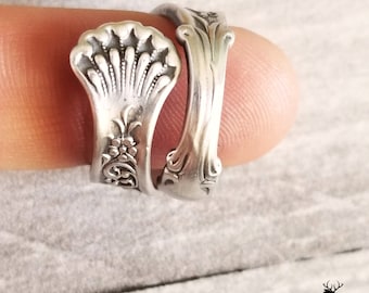 Forget-Me-Not Flower Ring, Art Nouveau Style Spoon Ring, Forget-Me-Not Jewelry, Flower Bridal Spoon Ring, Rococco Floral Ring, 415