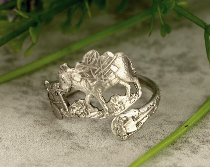 Dainty Sterling Donkey Ring, Sterling Silver Burro Ring, Vintage Donkey Jewelry, Unique Mule Wrap Ring, Nature Animal Inspired Ring, 2194