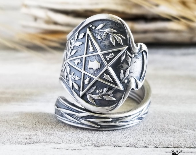 Sterling OES Ring, Order of the Eastern Star Silver Ring, Vintage Masonic Ring, Rare Spoon Ring, Sterling Silver OES Spoon Ring, 701