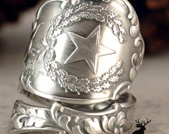 Texas State Ring, Sterling Texas Wrap Ring, Sterling Spiral Ring, Lone Star State Ring, Southwest Ring, Vintage Souvenir Spoon Ring, 2305