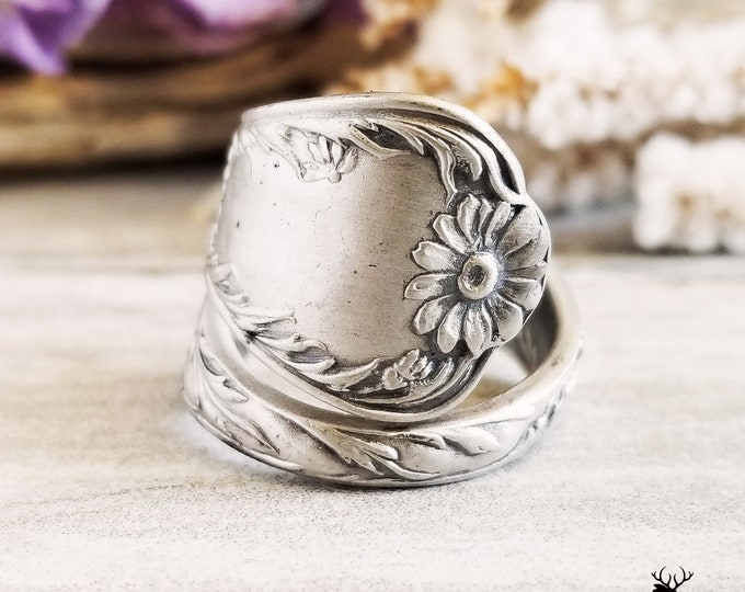 Sterling Daisy Ring, Daisy Spoon Ring, Flower Spoon Ring, Vintage Sterling Silver Ring, Vintage Floral Ring, Sterling Silver Spoon Ring, 260