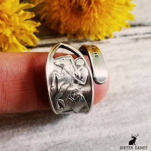 Silver Cowboy Ring, Montana Silver Ring, Sterling Cowboy Ring, Sterling Spoon Ring, Western Ring, Vintage Sovenir Silver Spoon Ring, 1838