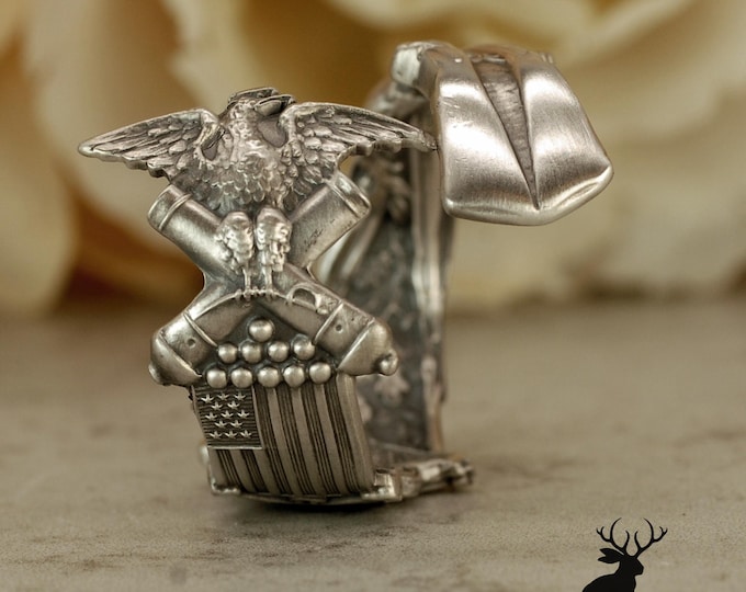 G.A.R. History Ring, Sterling 1866 Grand Army of the Republic Ring, Adjustable American History Ring, Sterling Silver Spoon Ring, 2385