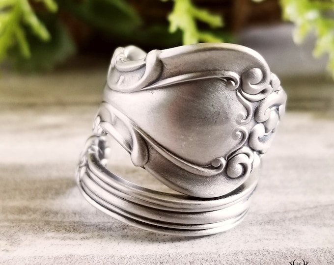 Victorian Sterling Spoon Ring, Vintage Spoon Ring, Sterling Spoon Ring, Antique Spoon Jewelry, Sterling Silver Spoon Ring, Boho Ring, 1629