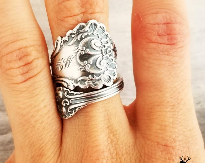 Sterling Victorian Wrap Ring, Victorian Spiral Ring, Vintage Spoon Ring, Vintage Spoon Jewelry, Sterling Silver Spoon Ring, Unique Ring, 952