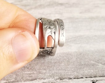 Dainty Yellowstone Old Faithful Ring, Sterling Silver Geyser Ring, Yellowstone Silver Wrap Ring, National Park Souvenir Spoon Ring, 1281