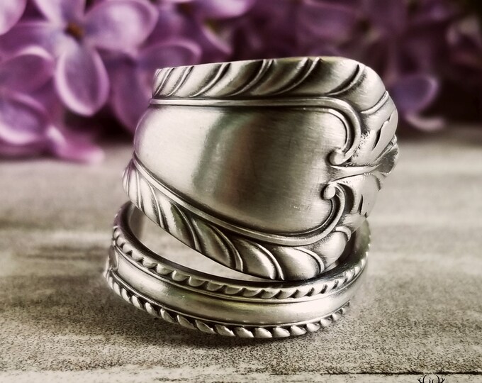 Antique Victorian Sterling Spoon Ring, Vintage Spoon Ring, Sterling Spoon Ring Jewelry, Unique Sterling Silver Spoon Ring, Boho Ring, 1677