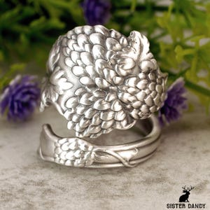 Sterling Raspberries Ring, Sterling Silver Berries Ring, Vintage Berry Ring, Art Nouveau Sterling Berry Bloom Ring, Berry Spoon Ring, 1480