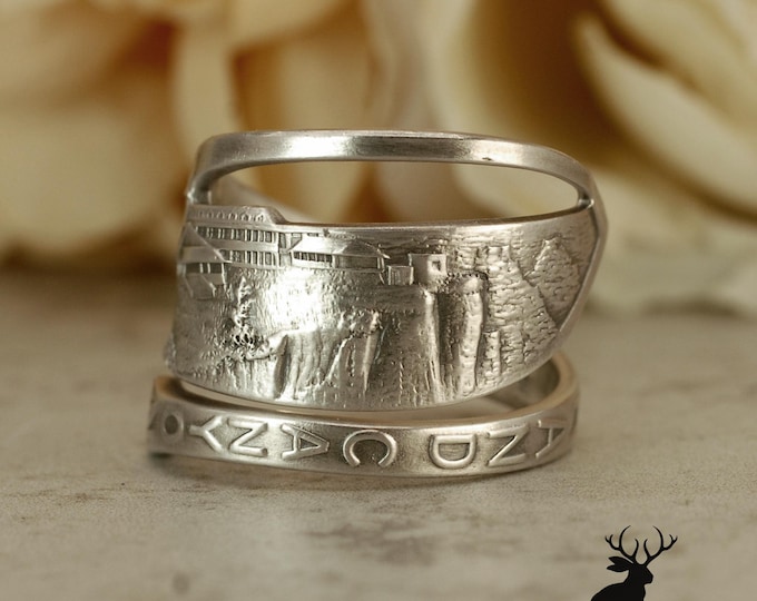 Grand Canyon Wrap Ring, Southwest National Park Ring, Historic Souvenir Spoon Ring, Wilderness Canyon Ring, Sterling Silver Spoon Ring, 2389