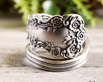 Handmade Buttercup Wrap Ring, Vintage Sterling Silver Wildflower Spiral Ring, Sterling Floral Bloom Ring, Antique Floral Spoon Ring, 211