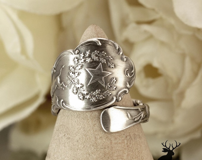 Dainty Texas State Ring, Sterling Silver Texas Wrap Ring, Lone Star State Ring, Southwest Ring, Vintage Souvenir Spoon Ring, 2305B