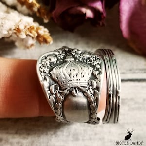 Sterling Silver Crown Ring, Handmade Silver Royalty Ring, Sterling Silver Spoon Ring, Gift for Her, Gift for Him, King and Queen Ring, 2020