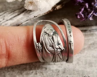 Desert Woman Sterling Ring, Mohave Goddess Ring, Silver Mohave Woman Ring, Antique Spoon Ring, Sterling Silver Art Nouveau Spoon Ring, 1913