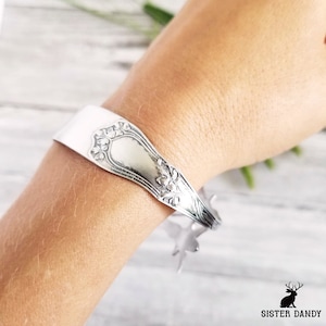 Leaf Vine Sterling Tong Bracelet, Sugar Tongs Leaves Bracelet, Vintage Nature Spoon Jewelry, Antique Sterling Silver Spoon Bracelet, 984BR