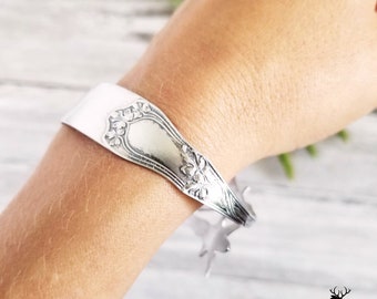 Leaf Vine Sterling Tong Bracelet, Sugar Tongs Leaves Bracelet, Vintage Nature Spoon Jewelry, Antique Sterling Silver Spoon Bracelet, 984BR