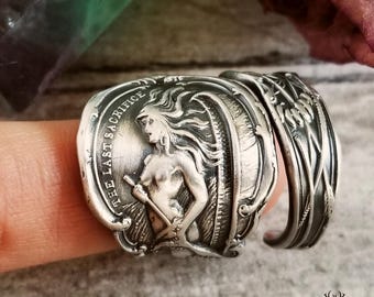 Maiden of Niagra Falls Ring, Native American Legend Ring, Last Sacrifice Sterling Silver Spoon Ring, Antique Sterling Spoon Jewelry, 1995