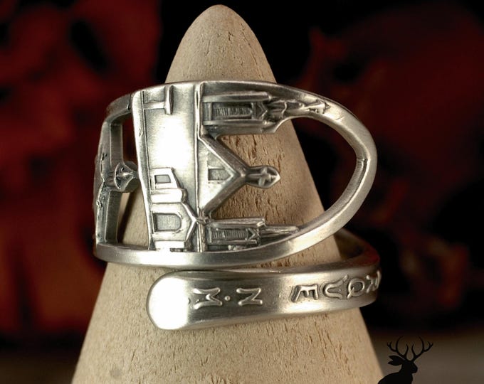 San Felipe De Neri Ring, Historic Old Town Plaza Ring, Sterling Albuquerque Ring, New Mexico Jewelry, Sterling Silver Spoon Ring, 2353