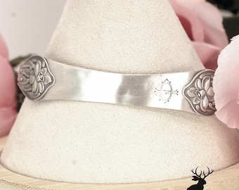 Manchester Silversmith Sterling Silver Bracelet, Antique Silver Daffodil Cuff, Nature-Inspired Botanical Bangle, 867BR