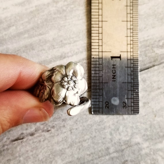 Dainty Wild Rose Ring, Antique Sterling Rosa Ring, Vintage Floral