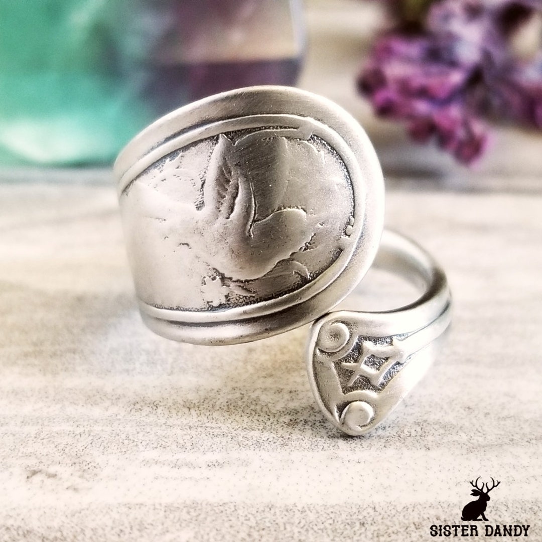 Rare Sterling Bird Spoon Ring, Antique Spoon Ring, Vintage Spoon Ring ...