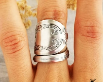 Sterling Wrap Around Ring, Silver Victorian Spoon Ring, Unique Spoon Ring, Classic Spoon Ring, Flatware Ring, Sterling Decorative Ring 819