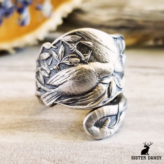 Sterling Silver Bird Ring, Love Birds, Kissing Birds, Anniversary Gift,  Valentines Gift, Bridal Jewelry, Minimal, Animals, Nature - Etsy