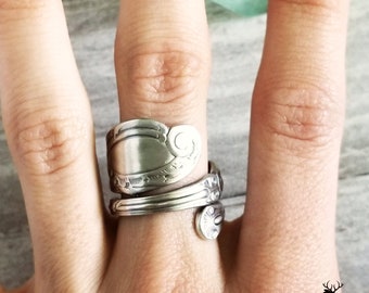 Vintage Handmade Ring, Victorian Sterling Ring, Sterling Adjustable Ring, Antique Spoon Jewelry, Sterling Silver Spoon Ring, Boho Ring, 1466