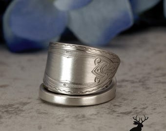Norwegian Silver Spoon Ring, Scandinavian Knotwork Wrap Ring, Antique 830 Silver Jewelry, Unique Nordic Gift, 2508