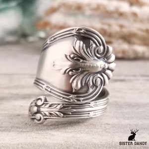 Victorian Sterling Spoon Ring, Vintage Spoon Ring, Sterling Spoon Ring, Antique Spoon Jewelry, Sterling Silver Spoon Ring, Boho Ring, 1031