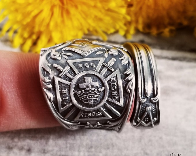 Vintage Masonic Ring, Rare Spoon Ring, Sterling Silver Spoon Ring, Unique Masonic Jewelry, Unique Symbolic Ring, Jewelry Gift, 1893