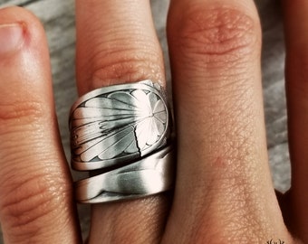 Art Deco Sterling Spoon Ring, Silver Goddess Ring, Antique Spoon Ring, Vintage Art Nouveau Ring, Art Nouveau Spoon Ring, Unique Ring, 890B