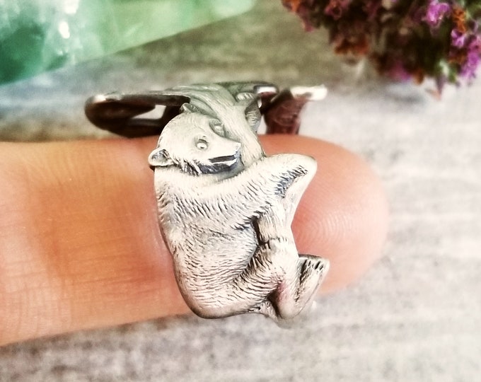 Sterling Bear Cubs Ring, Handmade Bear Cub Silver Ring, Sterling Silver Teddy Bear Ring, Grizzly Bear Silver Ring, Teddy Bear Ring, 1984