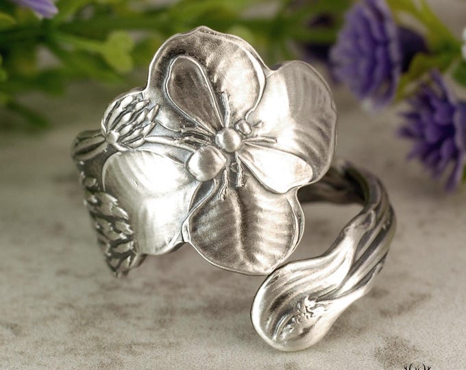 Sterling Clover Shamrock Ring, Lucky Clover & Bee Ring, Vintage Spoon Ring, Celtic Clover Ring, Irish Clover Ring, Sterling Clover, 1768R