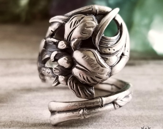 Iris Flower Spoon Ring, Antique Sterling Spoon Ring, Vintage Floral Spoon Ring, Sterling Silver Spoon Ring, Unique Botanical Ring, 509