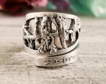 Pikes Peak Mountain Ring, Colorado Wrap Ring, Sterling Colorado Springs Spoon Ring, Silver Tree Ring, Sterling Silver Souvenir Ring, 1976