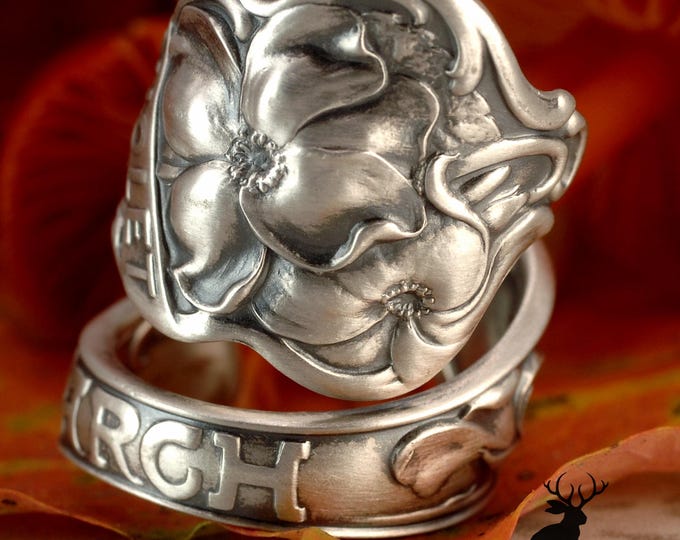 Aries Zodiac Violet Ring, March Astrological Wrap Ring, Vintage Sterling Heart's Ease Ring, Antique Sterling Silver Zodiac Spoon Ring, 2308