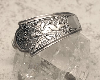 Sterling Silver Angel Bracelet, Antique Silver Cherub Bracelet, Angelic Wrist Cuff, 1530BR