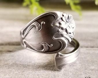 Petite Forget-Me-Not Flower Ring, Unique Floral Bridal Ring, Bridesmaid Floral Ring, Forget-Me-Not Jewelry, Art Nouveau Style Ring, 477