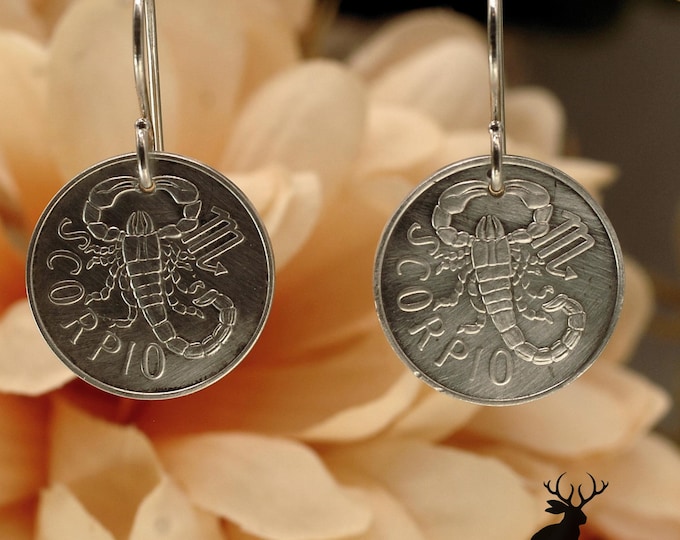 Sterling Silver Scorpio Dangle Earrings, Silver Scorpion Zodiac Earrings, Art Nouveau Astrology Dangle Earrings, Water Sign, Scorpio-E8