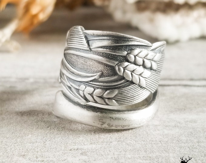 Sterling Grain Ring, Botanical Ring, Bakers Wheat Ring, Demeter Ring, Nature Inspired Silver Field Ring, Handmade Farmers Ring, 1039