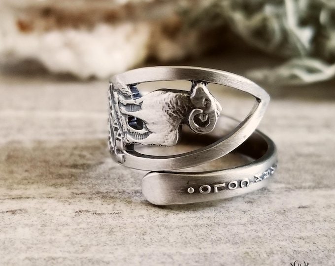 Handmade Bighorn Sheep Ring, Sterling Rocky Mountain Sheep Ring, Sterling Silver RMNP Ring, Bighorn Silver Ring, Rocky Mountain Ring, 483B